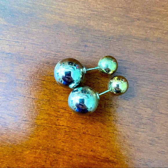 Double Ball Silver & Gold earrings - Picture 1 of 1